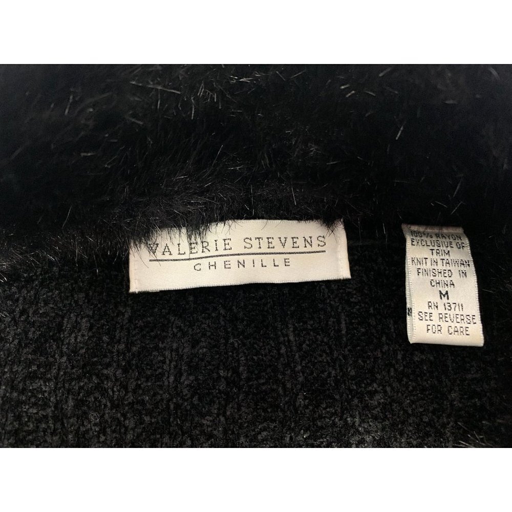 Valerie Stevens Women's Soft Black Fuzzy Neck Sweater - Picture 3 of 6